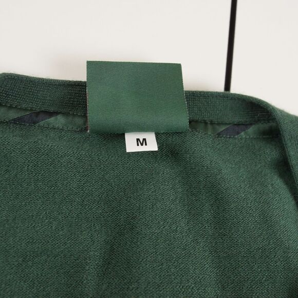 Pilsner Urquell 100% Wool Green Elbow Patch Cardigan Sweater Unisex Sz M - Picture 6 of 13